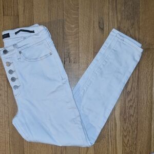 White High-Waisted Button-Fly Jeans